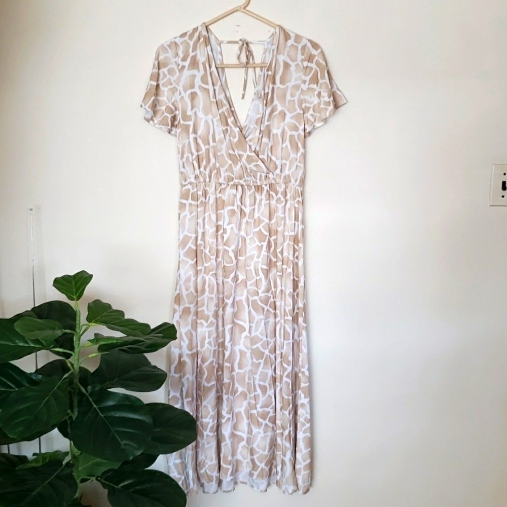 Loft Beach animal print neutral maxi dress, women's size XS.
